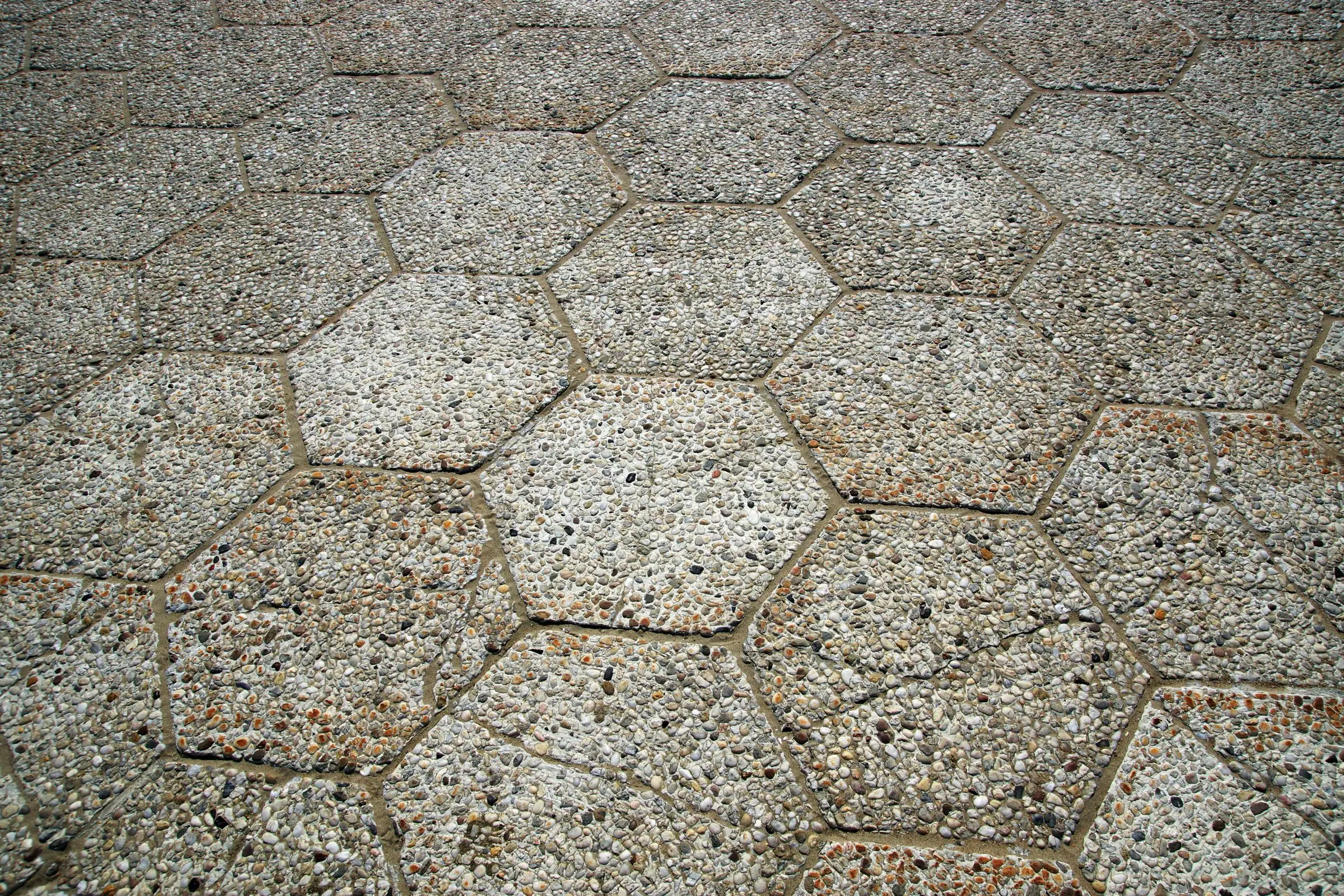 Close view of hexagon pavers